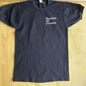 Vintage 70s Velva Sheen Shirt Mens Large Blue Washington Jefferson Tee T-Shirt